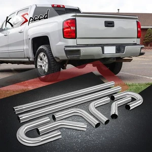 8 Pcs 2.5"DIY Custom Exhaust Tubing Mandrel Pipe Straight & U-Bend 90 Degree Kit - Picture 1 of 6