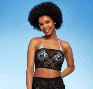 1 Stück Damen transparente Spitze Röhre Cover Up Top schwarz XS (0-2) - Bild 1 von 7