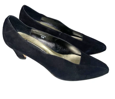 J Renee Vintage Women’s Lark Black Kid Suede Heel size 9 Elegant Old Money - Image 1 of 4