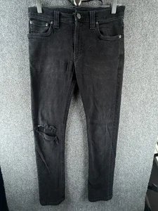 Nudie Jeans Women Denim Jeans Cotton Black Skinny Ripped Distressed ACTL 29X29 - Picture 1 of 22