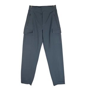 Athleta Women's Sz 0 Blue Cargo Pants Zip Pockets Elastic Waist Baggy Tapered - Picture 1 of 11
