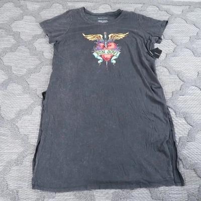 Torrid Bon Jovi Split Tunic Womens 2 2X Grey Long T Shirt Washed Cotton NWT - Image 1 of 4