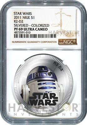 2011 STAR WARS: R2-D2 - SILVER CLAD COIN - NGC PF69 ULTRA CAMEO - Image 1 of 2