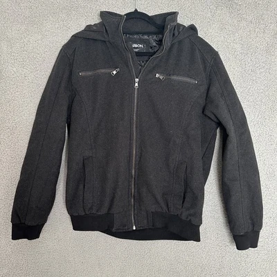 Carbon Jacket Mens Size Large Black Hooded Quilted Lined Full Zip Casual Preppy - Image 1 of 4