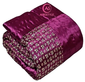 Handmade Silk Cotton Soft Jaipuri Razai Double Bed Quilt Ac Blanket 85X10 inches - Picture 1 of 6