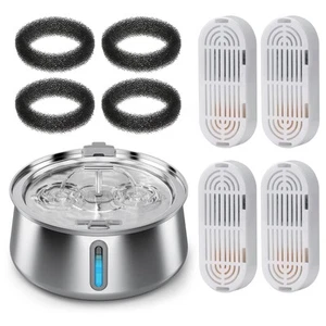 Rotunda Cat Water Fountain Stainless Steel with 4 Filter Sets, 1.1 Gal/135oz/... - Picture 1 of 7