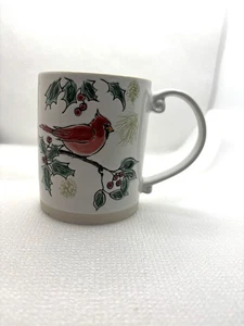 ELI und ANA vergoldeter Kardinal Weihnachtsstern Urlaub Keramik BECHER rot/elfenbein/grün 4,5" - Bild 1 von 7