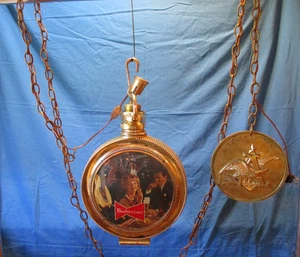 Vintage Budweiser Pocket Watch Light Double Sided With Medallion PARTS OR REPAIR - Picture 1 of 24