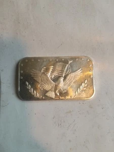 Vintage 1 oz 999 Fine Silver Art Bar Eagle and American Flag Trade Unit Bar BU - Bild 1 von 4
