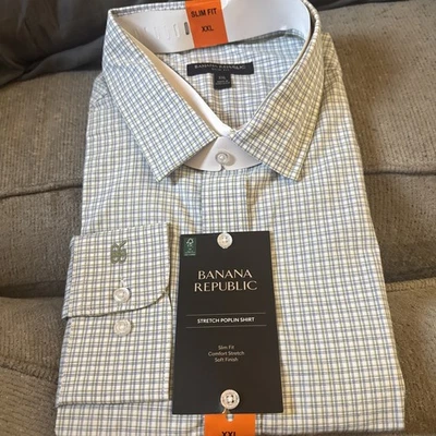 Banana Republic Stretch Poplin Shirt,  Green, XXL - Image 1 of 4