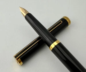 S.T. Penna stilografica Dupont classica lacca nera argento sterling oro 18 carati pennino - Foto 1 di 20