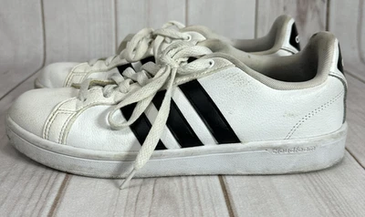 Tenis Adidas Mujer 9.5 Cloudfoam Advantage Blanco Negro 3 Rayas Cuero 9 1/2 Foto 1 de 4