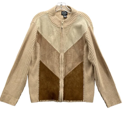 Diseñador Original Gamuza Suéter Chaqueta Mujer XL Tejido Parche Boho Western Años 70 Elegante Foto 1 de 4