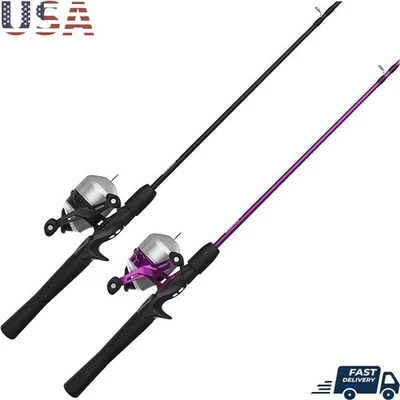 Spincast Reel Fishing Rod Combo 2 Pack Durable Anti-Reverse Fishing Gear New - Image 1 of 4