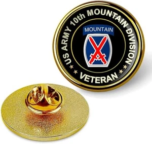 US Army 10th Mountain Division Veteran Tie Suit Shirt Lapel Pin - Gold - Picture 1 of 3