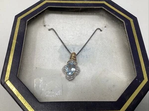 18kt Gold über Sterling Silber Anhänger echter Blautopas - Bild 1 von 1