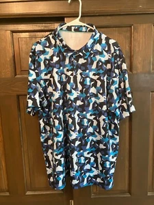Maelreg Performance Polo Shirt XL Blue Geometric Golf Lightweight Casual Men's - Picture 1 of 3