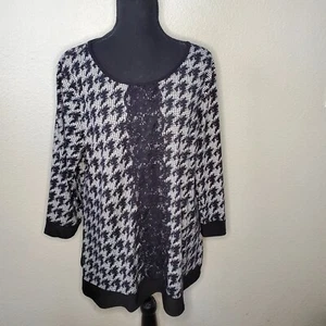 Christopher & Banks Women's Top Blouse White And Black Front Black Lace Size:L - Picture 1 of 7