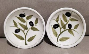 Harry & David Olive Pattern mini Hors d'oeuvre saucers, 2-Pk, 3.5" x 1" - Picture 1 of 7
