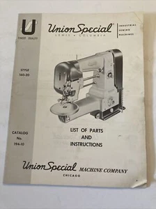 Union Special Sewing Machine Catalog Style 160-20 List of Parts and Instructions - Picture 1 of 11