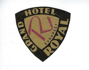 Original Vintage Hotel Luggage Label Sticker Grande Hotel Royal Budapest HUNGARY - Picture 1 of 2