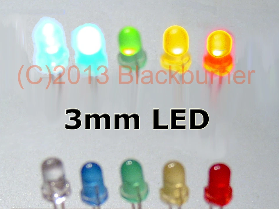 15,25,50 LED 3mm Ultrahell rot gelb grün blau diffuse clear Ultra Bright - Bild 1 von 1