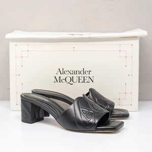Alexander McQueen Seal Black Calf Sandal Heels Size 40 (10 US) - Picture 1 of 7
