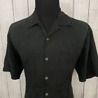 Tommy Bahama Men's Large Black Floral Silk Short Sleeve Button-Front Shirt