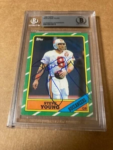 STEVE YOUNG SIGNIERT 1986 TOPPS ROOKIE RC KARTE #374 BECKETT AUTH. - Bild 1 von 2