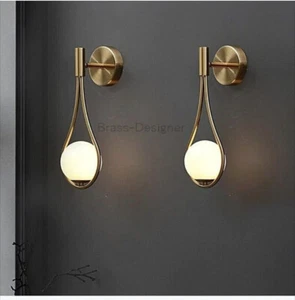1950 Brass White Glass Dome Walllamp Italian Stilnovo Sputnik Light Modern Indus - Picture 1 of 4