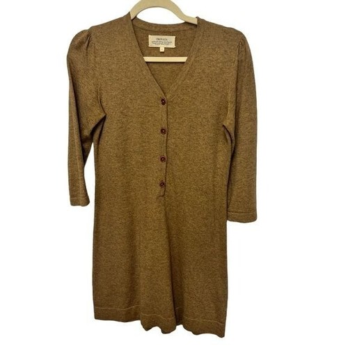 VETEMENTS Abito Maglione Trovata Misto Lana Merino Cotone con Scollo a V Marrone Taglia S