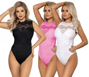 Damen Body Unterwäsche Transparent mit Spitze Fransen Fashion Rundhals S/M/L/XL - Bild 1 von 13