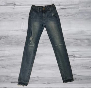 Old Navy 26" Ballerina Jeggings Blue Stretch Ripped Jeans Youth Girls Size 14/22 - Picture 1 of 15
