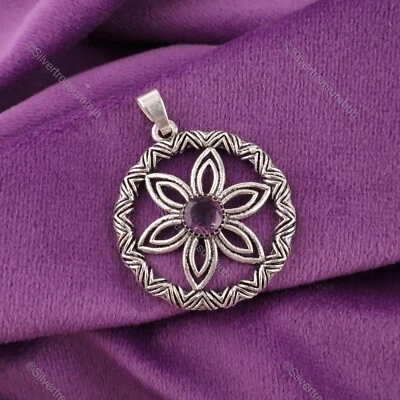 Conjunto de canales de plata 925 con piedras preciosas de amatista elegante colgante de aniversario de hija Foto 1 de 4