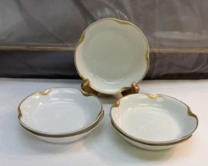 HAVILAND SILVER ANNIVERSARY Fruit Berry Bowls (5-1/8") SET OF FOUR Gold trim - Picture 1 of 7