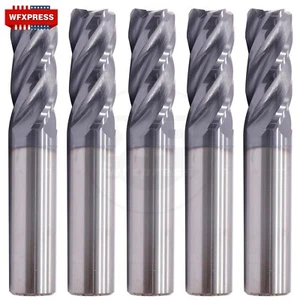5Pcs 1/2" 4 Flute Solid Carbide 1-1/4" LOC x 3" OAL End Mills - AlTiN Coated - Picture 1 of 6