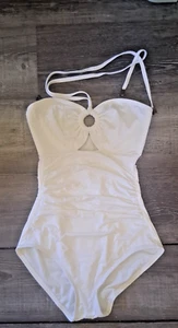 KATE SPADE WHITE RING Cut Out ONE PIECE SWIMSUIT SMALL NEW SAMPLE - Picture 1 of 8
