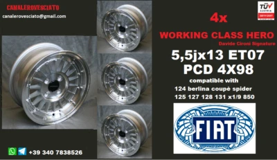 4 Cerchi 13 pollici 4x98 Fiat 124 125 127 128 x1/9 850 131 uno turbo - Bild 1 von 4