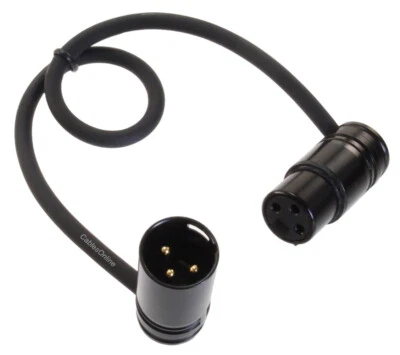 1ft Low-Profile Right-Angle 3-Pin XLR Male to Female Adjustable-Angle Cable - Image 1 of 4