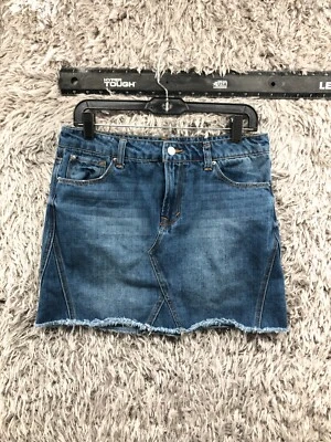Falda vaquera Kensie talla 6 para mujer azul denim dobladillo crudo lavado medio Foto 1 de 4