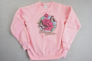 3D Emblem Youth Medium Pink Long Sleeve Sweatshirt Rose Butterfly Pink - Picture 1 of 10