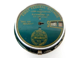 1S ADD-O-BANK Circular Tabletop Saving Bank Alexandria VA Advertising 1940's - Picture 1 of 4