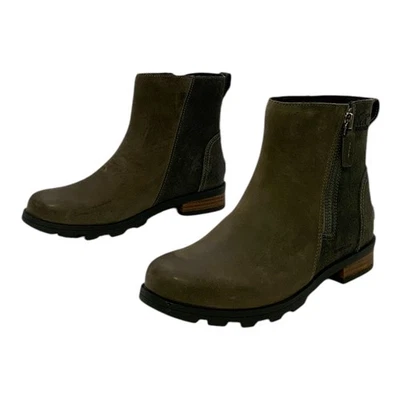 Sorel Emelie Waterproof Suede Ankle Zip-Up Bootie Quarry US Women's Size 6 - Image 1 of 4