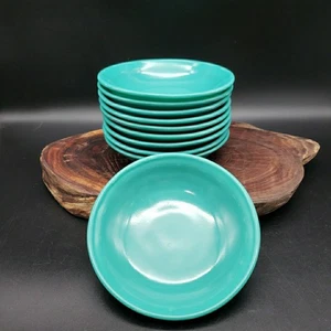Hazel-Atlas Platonite Turquoise Bowls Set of 10 Vintage Opaque Glass 1940s - Picture 1 of 16