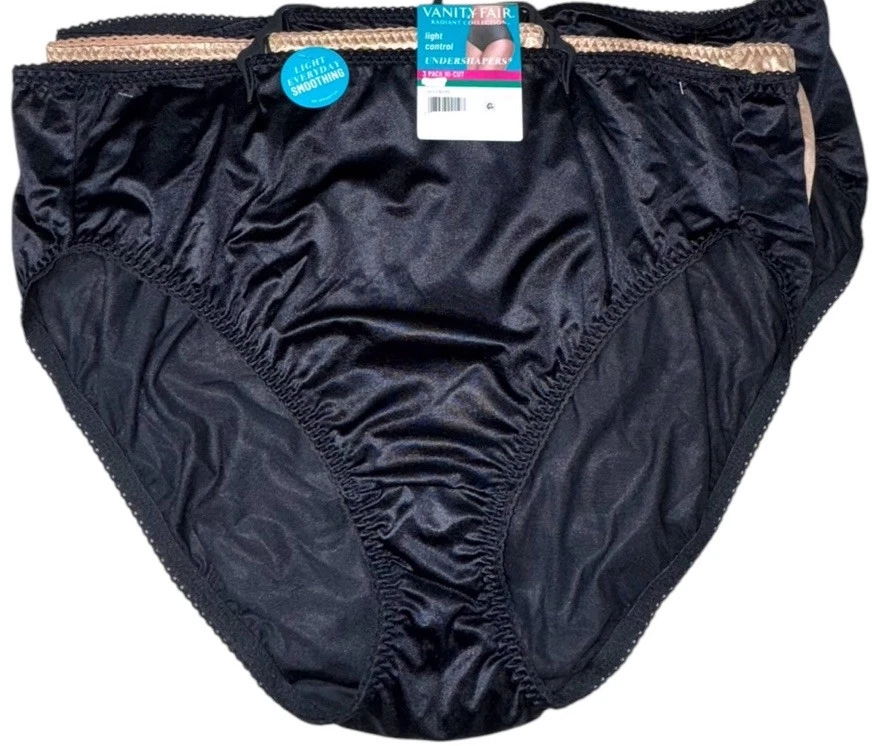 Vanity Fair Radiant Womens Hi-Cut Underwear Panties 3-Pair Nylon Blend (C) 3XL