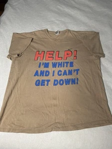 Vintage 90s Nike T Shirt Brown Funny Graphic Help I’m White And Can’t Get Down - Bild 1 von 8