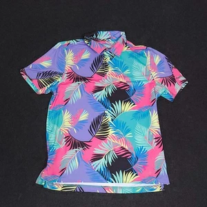 Chubbies Performance Golf Polo Shirt Mens Medium Multicolor Floral Short Sleeve - Picture 1 of 15