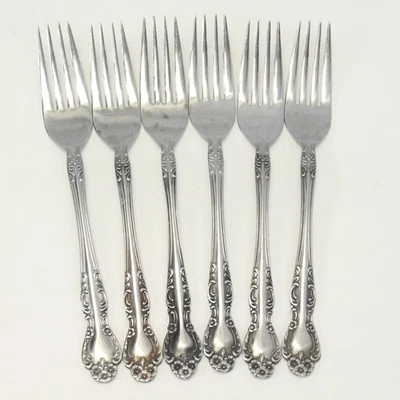 Ekco Eterna Beaumont Dinner Forks 7 5/8" Stainless Lot of 6 - Image 1 of 4