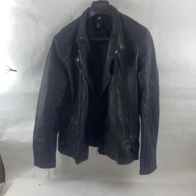 Куртка мужская H M черная вискозная смесь на молнии искусственная кожа стандартная верхняя одежда - Изображение 1 из 4