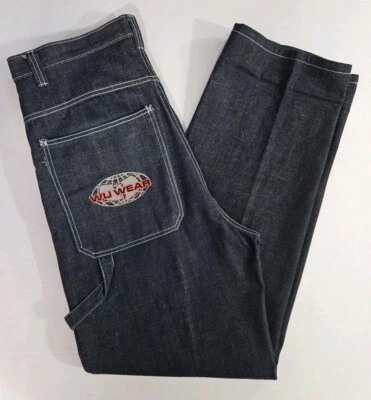 Pantalones de mezclilla para hombre Wu Wear holgados pierna ancha hip hop Y2K 36x34 Foto 1 de 4